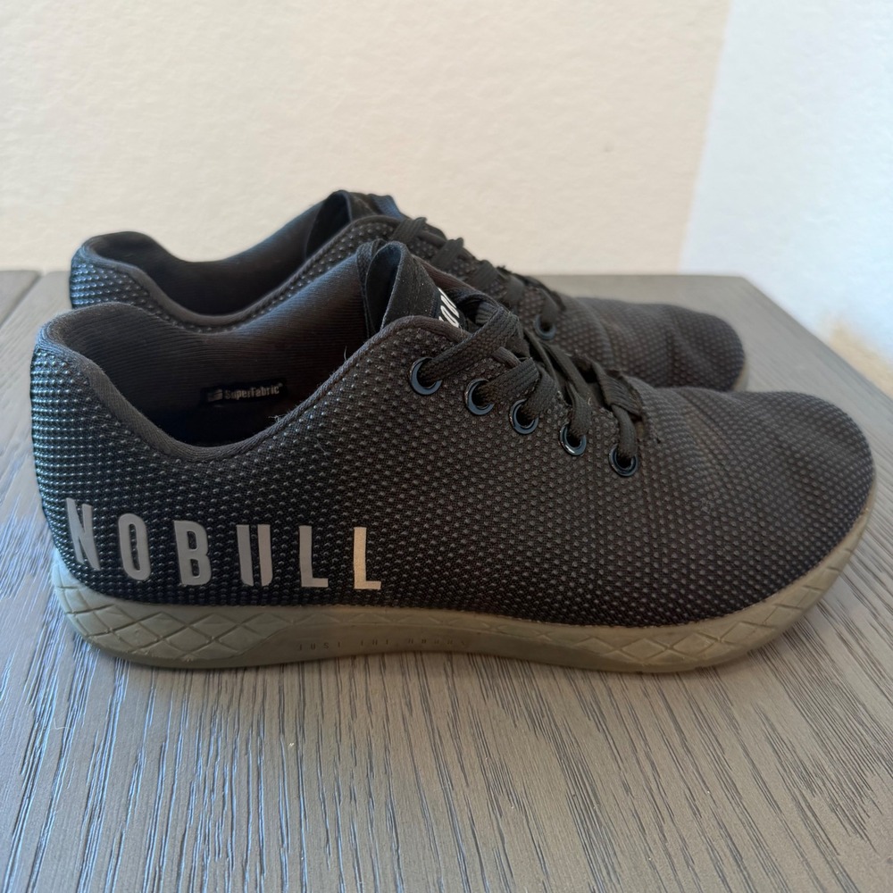 NOBULL Black SuperFabric Trainer Mens Size 7 Gym CrossFit Shoes Gum Sole